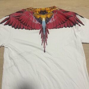 Marcelo Burlon White Cotton Red Wings Graphic T-Shirt